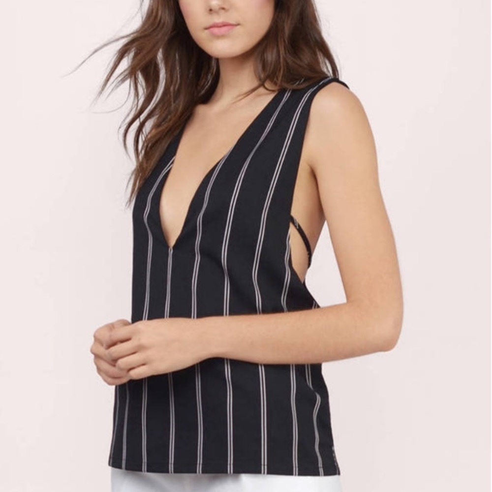 Tobi Deep V Striped Tank